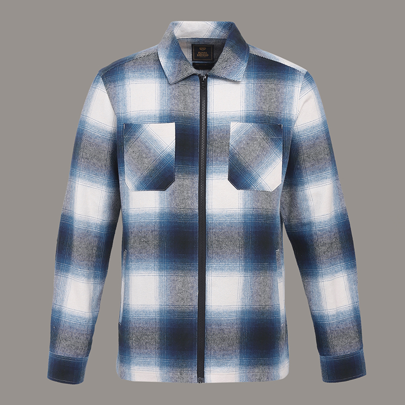체크 블루 지퍼 셔츠-1